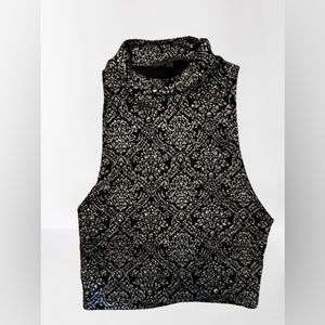 Black and silver patterned crop top